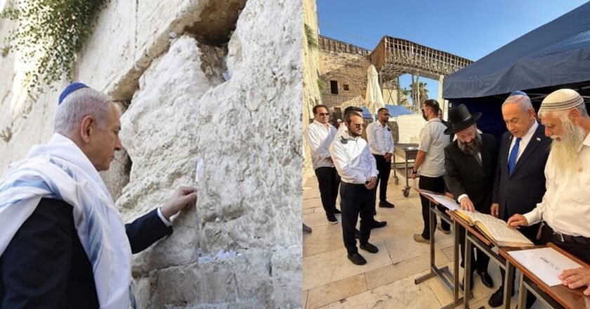 ജെറുസലേമിലെ വെസ്റ്റേൺവാൾ സന്ദശിച്ച് പ്രാർത്ഥന നടത്തി ബെഞ്ചമിൻ നെതന്യാഹുവും ഭാര്യയും